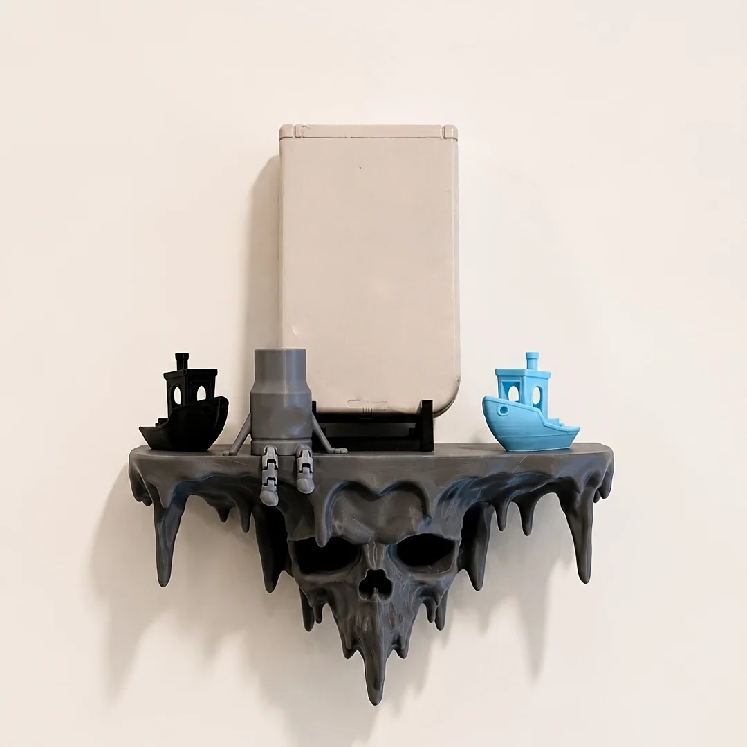 3D Printing Drawing - New 3D-Printed Melting Skull Floating Shelf