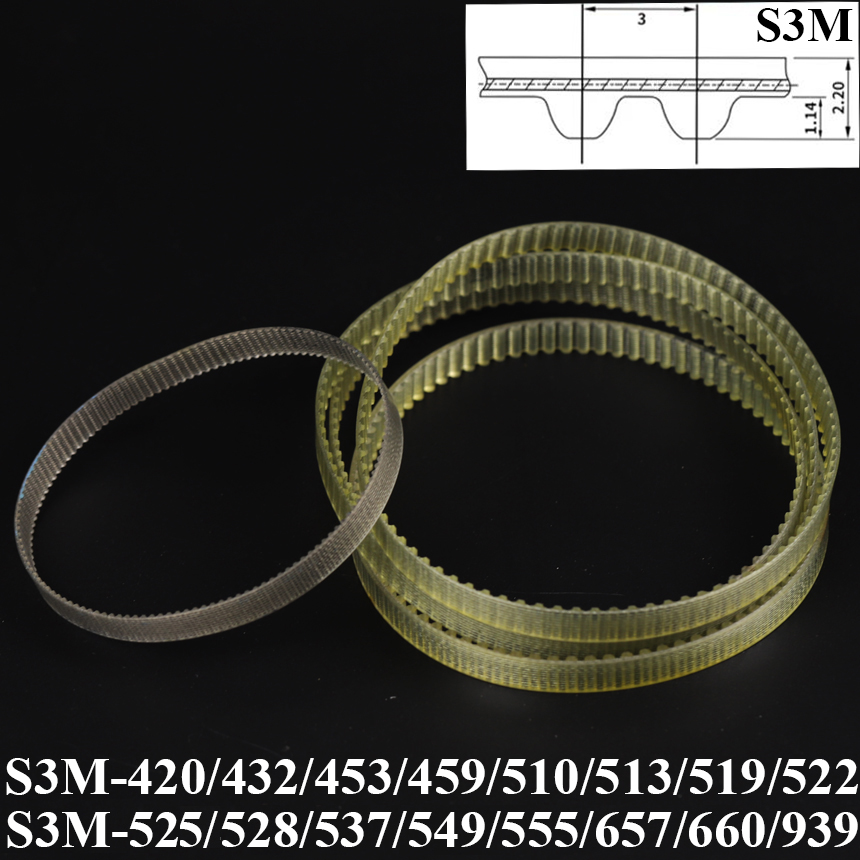 Timing Belt - S3M-420/432/453/459/510/513/519/522/525/528/537/549/555/657/660/939 3mm Pitch PU Cogged Curved